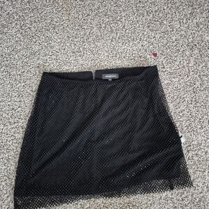 french kyss Black Mesh Sparkle Mini Skirt